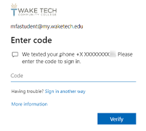 enter the code you received via text
