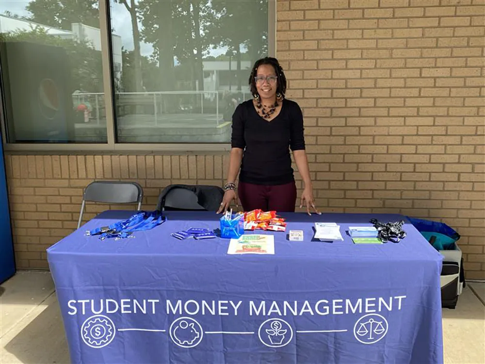 Tiffany Cogdell, coordinator of Wake Tech's Student Money Management program, provides financial education resources to students.