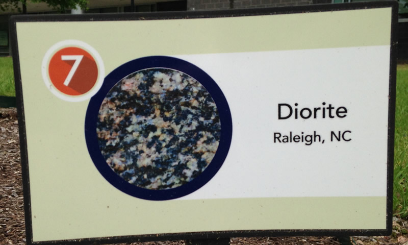 Diorite from Raleigh, North Carolina sign