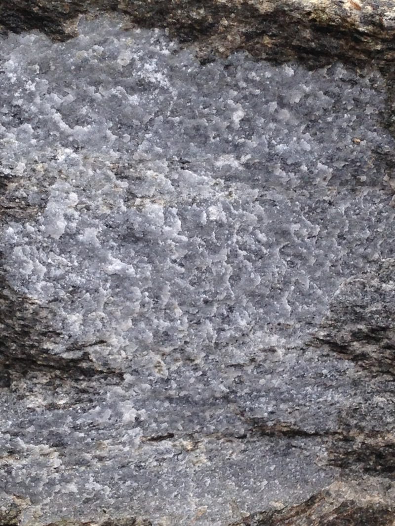 Figure 5: A close-up view of the surface of the marble showing the surface texture where the minerals have fused together during metamorphism.