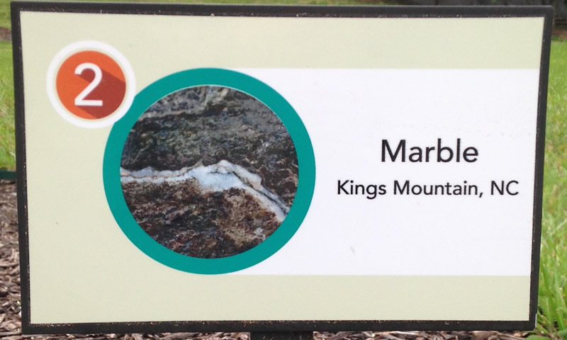 Marble from Kings Mountain, North Carolina sign