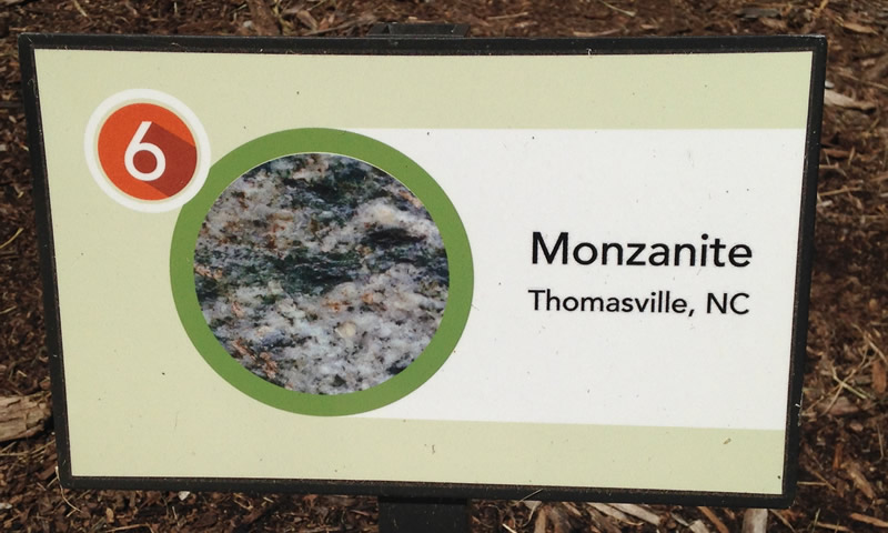 Monzonite from Thomasville, North Carolina sign