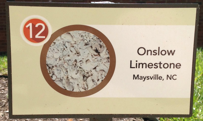 Onslow limestone from Maysville, North Carolina sign