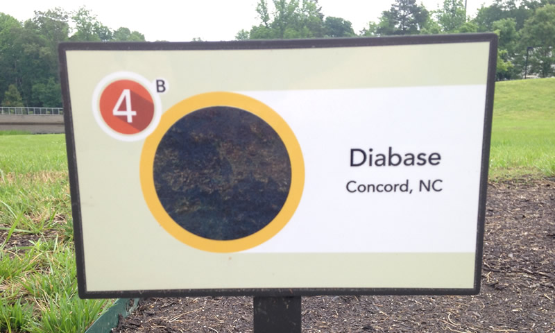 Diabase from Concord, North Carolina sign