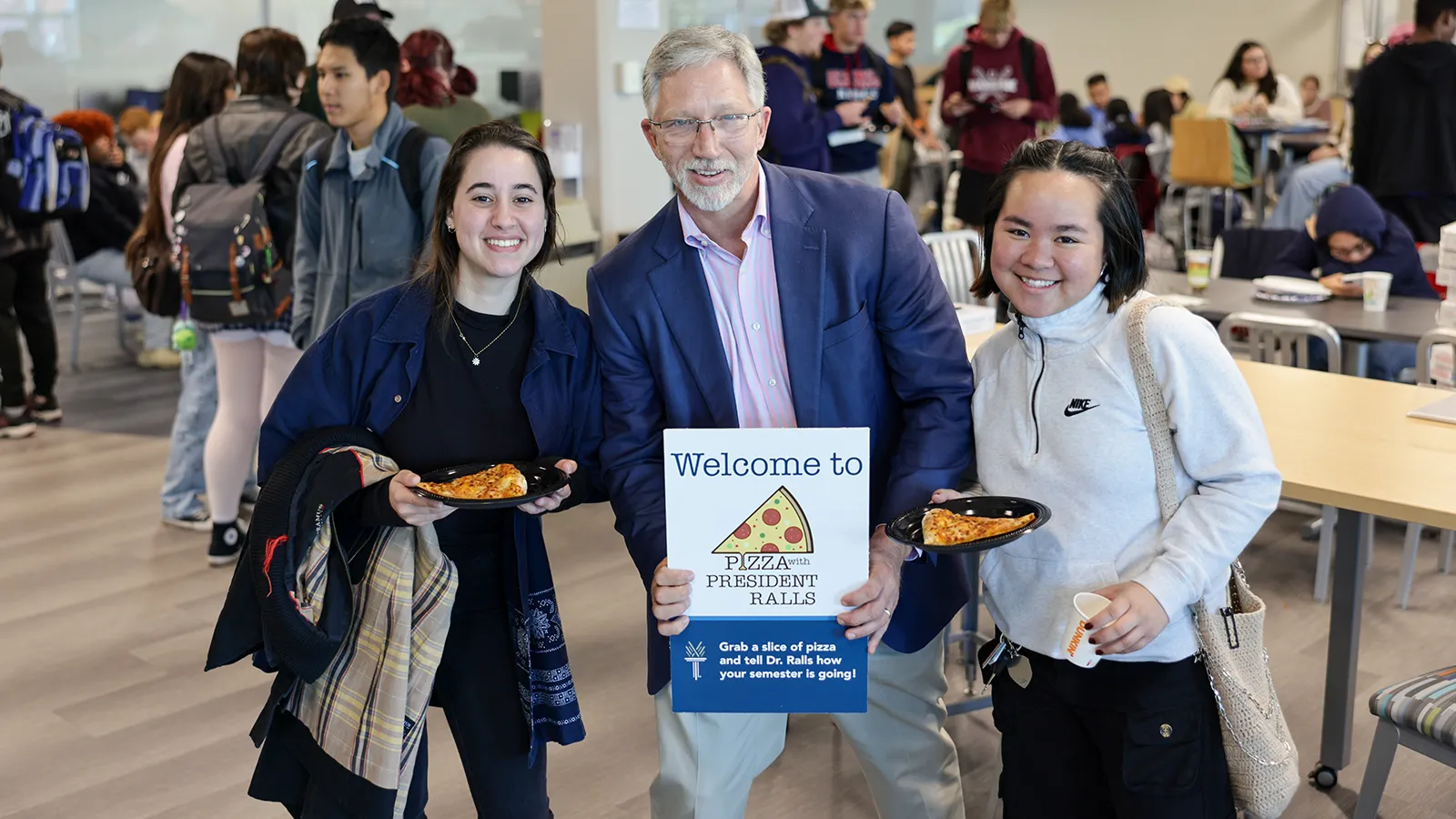 Students can chat with Dr. Scott Ralls at Pizza With the Prez events.