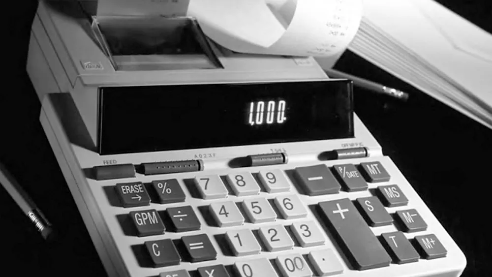 An adding machine used in business training