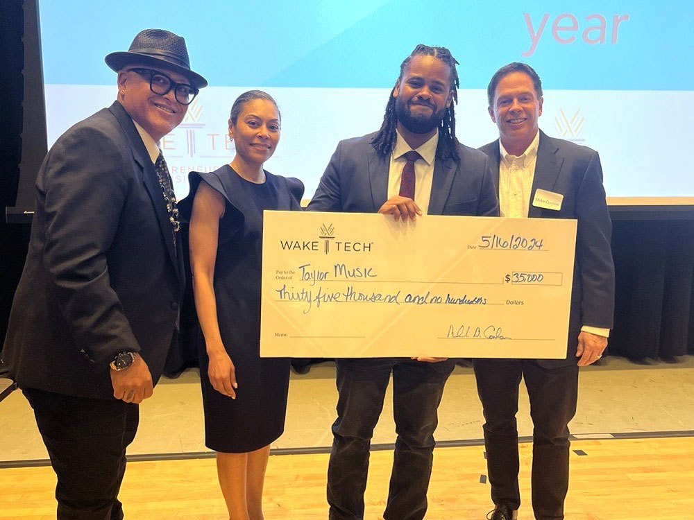 Wake Tech student Quinton Crosson-Taylor won a grant for his music education business in the Main Street Entrepreneurs Accelerator Pitch Competition.