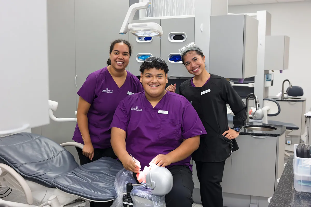 Wake Tech Dental Hygiene students pose for a photo in the college's dental clinic.