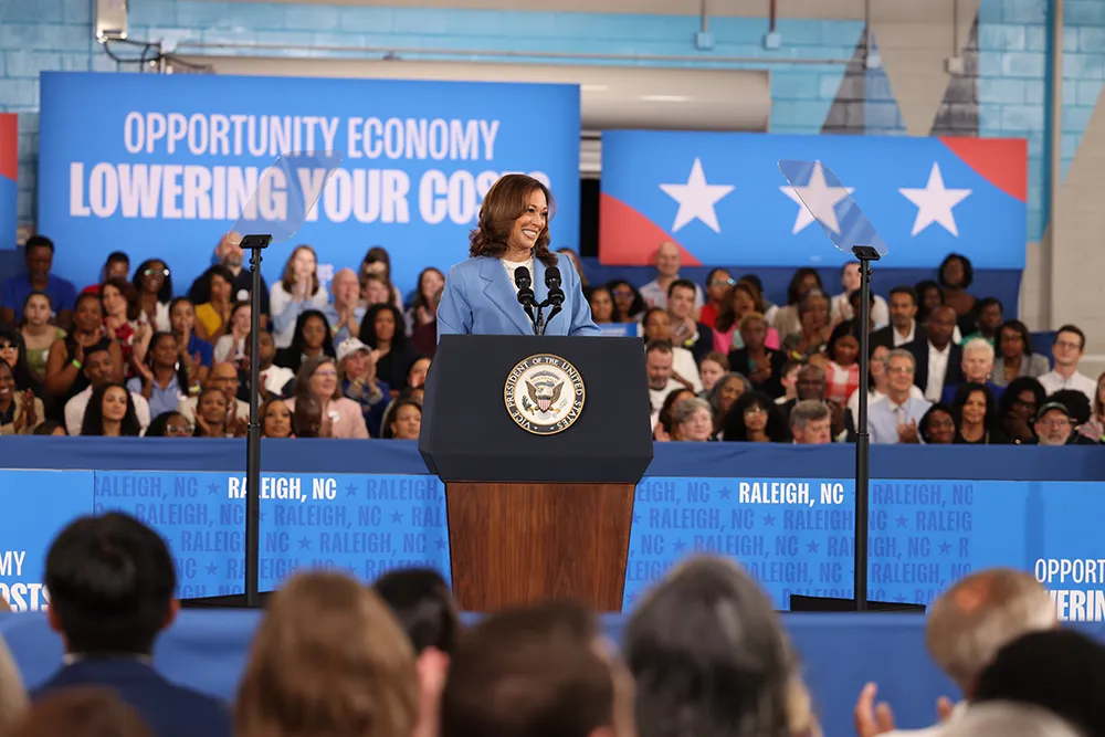 Vice President Kamala Harris speaks at Wake Tech.