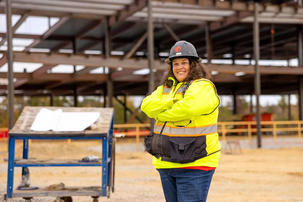 Wake Tech graduate Kimberly Lewis works on the Wake Tech East site.