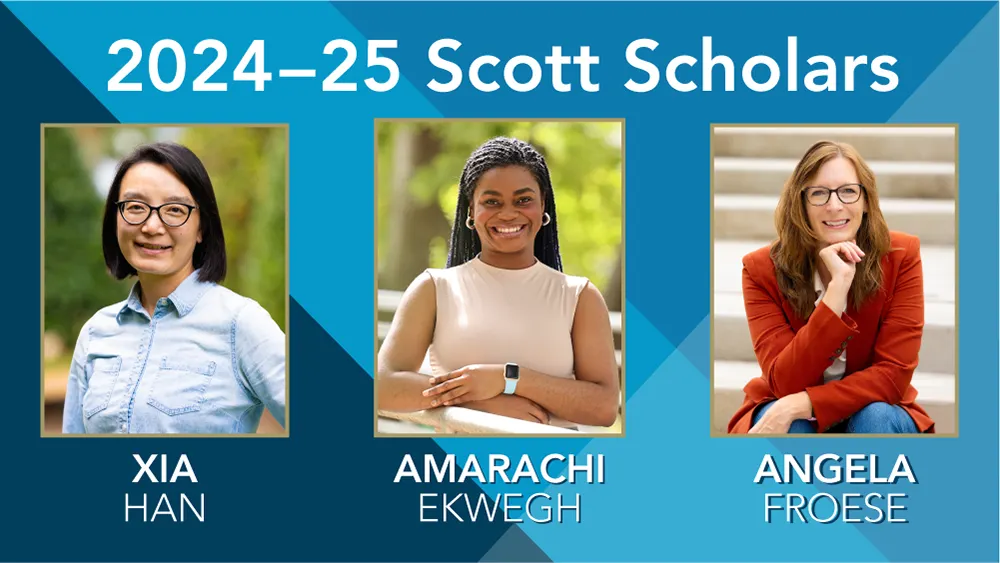 Xia Han, Amarachi Ekwegh and Angela Froese have been named Wake Tech's Scott Scholars for 2024-25.