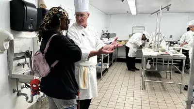 Wake Tech Culinary Arts students prepare meals in the Southern Wake Campus kitchen.