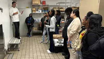 Wake Tech Culinary Arts students prepare meals in the Southern Wake Campus kitchen.