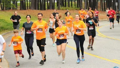 Participants race in the 2024 Fostering Footsteps event to support Wake Tech's Fostering Bright Futures program.