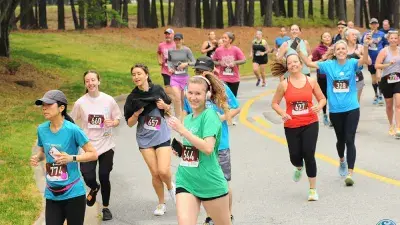 Participants race in the 2024 Fostering Footsteps event to support Wake Tech's Fostering Bright Futures program.