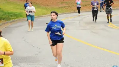 Participants race in the 2024 Fostering Footsteps event to support Wake Tech's Fostering Bright Futures program.